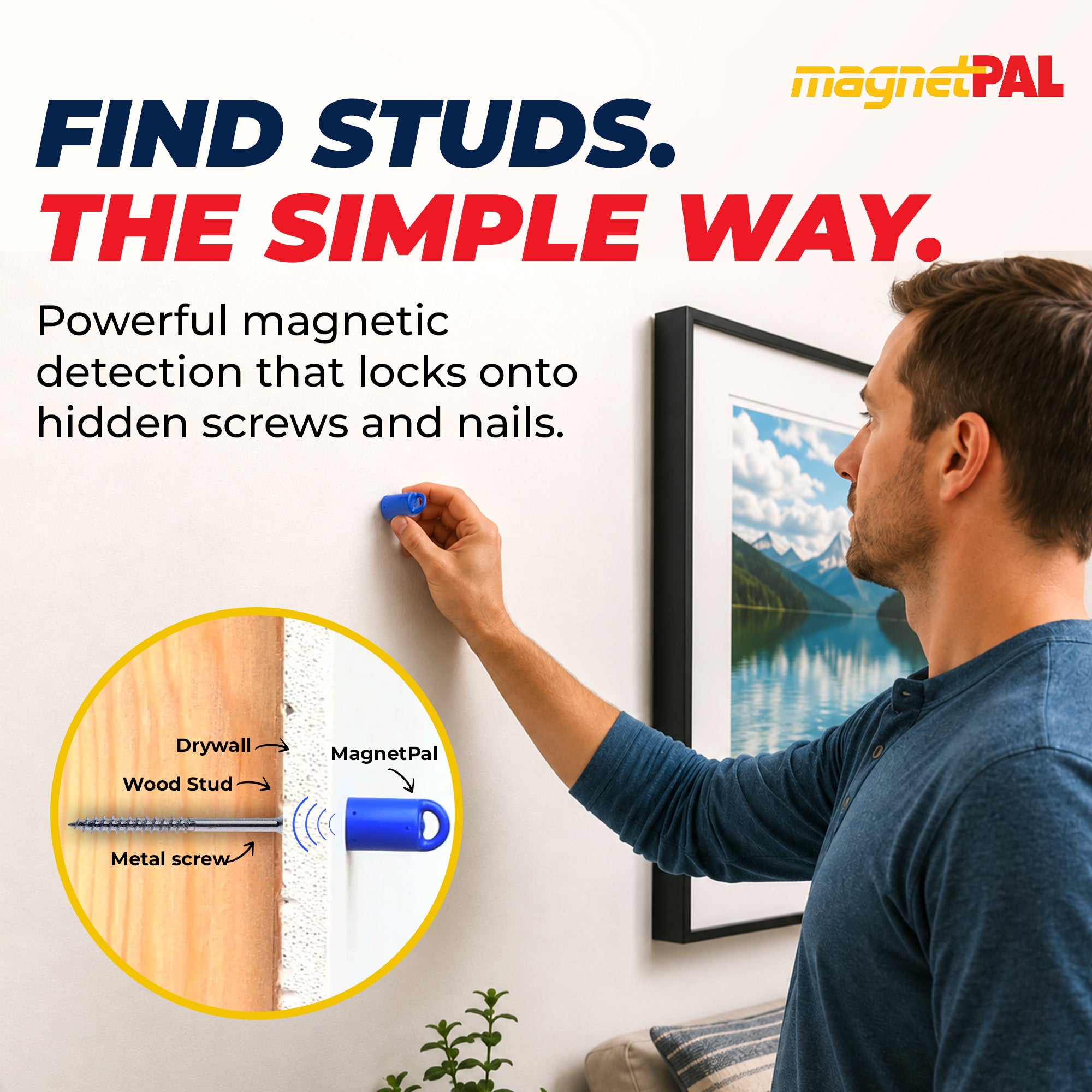 Magnetic Stud Finder: 3-Pack (Green) Neodymium Stud Detector for Drywall. 12 lb Pull, Anti-Rust, Made in USA